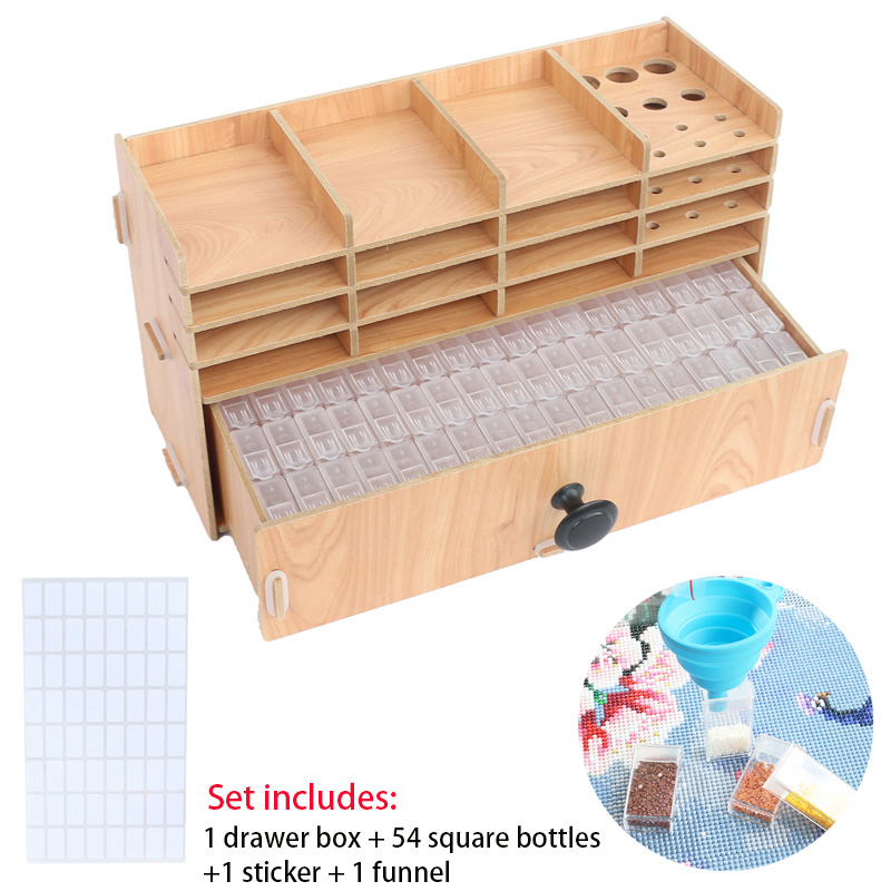 Wooden Drawer Organizer Box Diamond Painting Tray DIY Craft Storage Accessoires Tools Kit Bead Container Organizer Racks: Combination 3