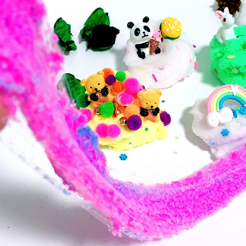 Colorful Miscelazione Nube Neve Melma Squishy Anti-stress Bambini Fanghi Arcobaleno di Cotone Giocattolo Per Il Regalo Plastilina Coniglio Panda Slime giocattolo