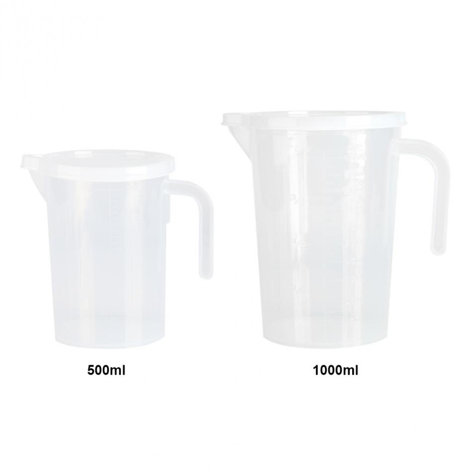 Taza medidora de plástico de 500/1000ML con tapa, jarra para verter, superficie de cocina, balanzas, herramientas para medir tazas