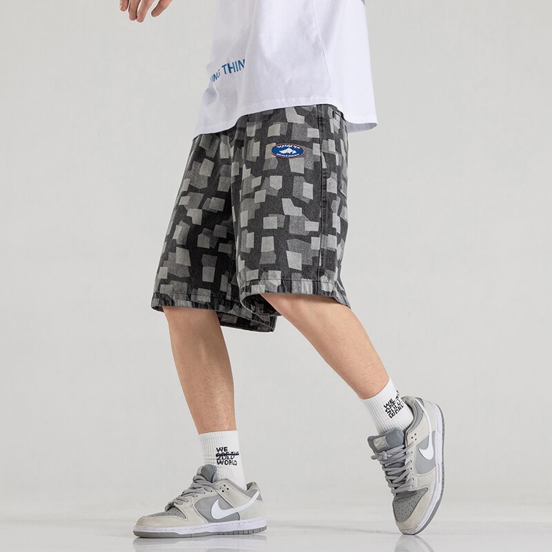 Summer Denim Shorts Loose Leg Casual Knee Length Drawsting Pants