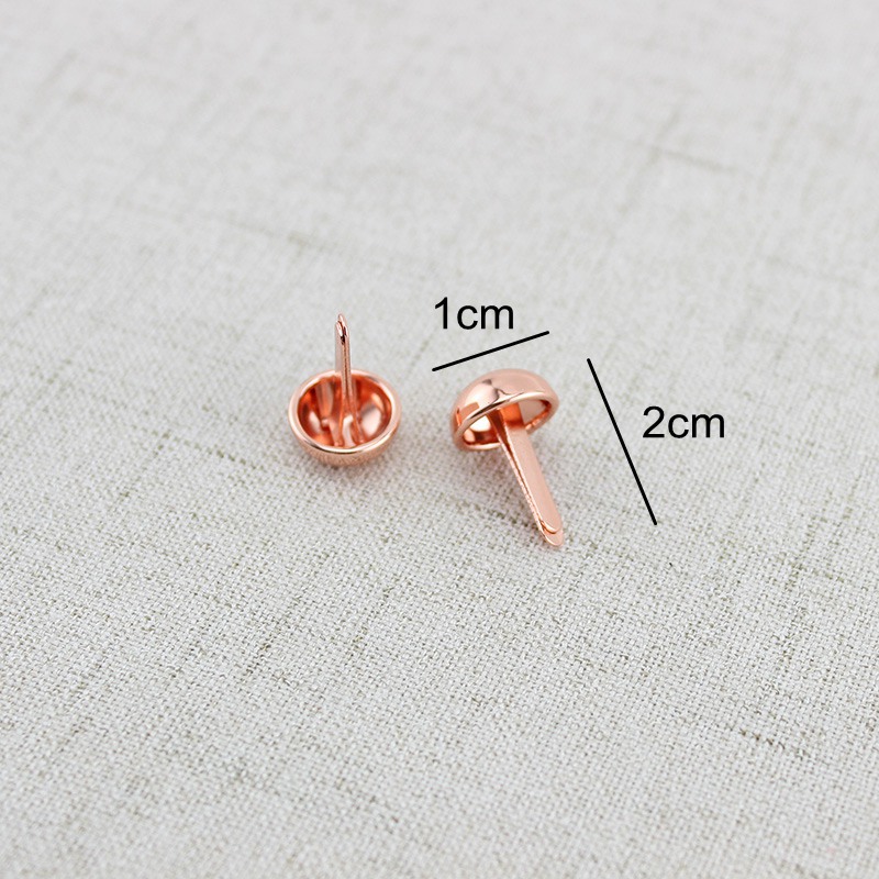 20 stks 1 cm Rose Gold Ronde brads, Lederen Ambachtelijke Portemonnee Nail Bodem Klinknagels, tassen hoeden schoenen riemen embellishments studs accessoires