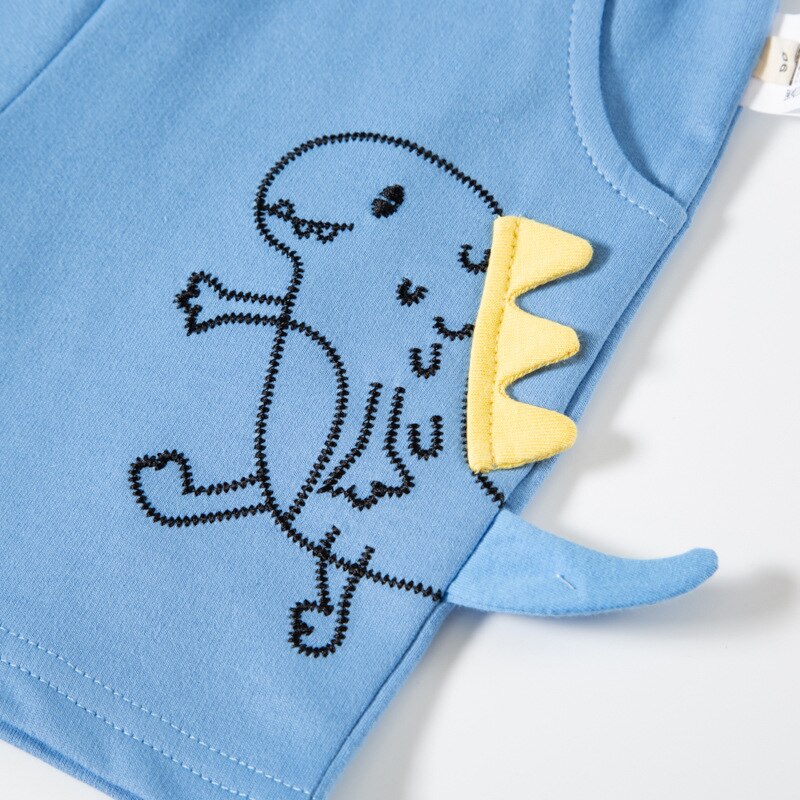 Pantaloncini di dinosauro ricamati a cartoni animati per bambini estivi 2022 pantaloncini da bambino per bambini pantaloni Casual allentati Capris in puro cotone per bambini