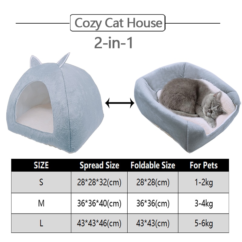 Pet Dog Bed Indoor Kitten House Warm Small for cats Dogs Nest Collapsible Dog Cave Sleeping Plush Mats Soft Dog House