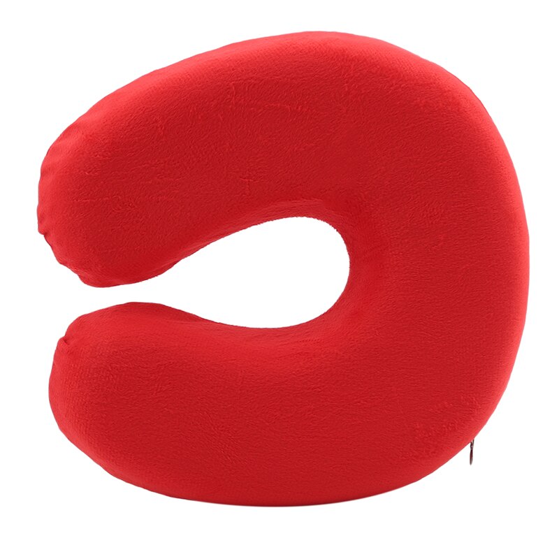 Almohada de espuma de memoria almohadas de viaje para el cuello en forma de U para el cuello del avión soporte de cuello accesorios de viaje almohadas cómodas para dormir: Big red