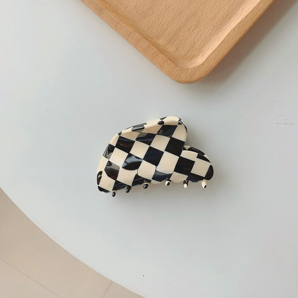 Bilandi 2021 nowa koreańska krata akrylowe spinki do włosów kwadratowy geometryczny rekin klips do włosów akcesoria do nakrycia głowy kobiety dziewczyna Drop Shipping: No10-7.8cm