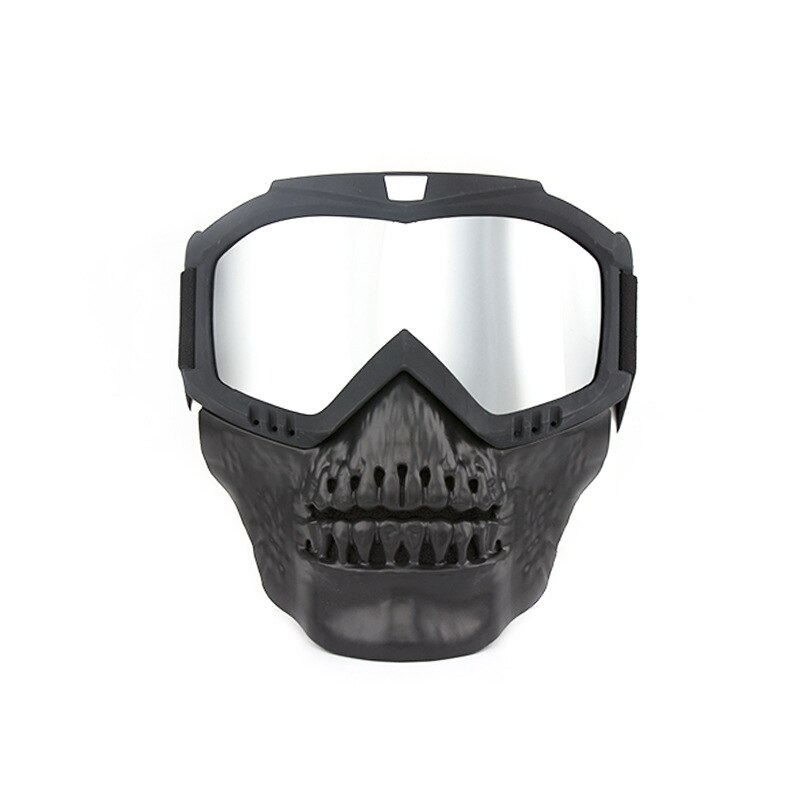 Gafas de Motocross desmontables a prueba de viento, máscara de calavera para motocicleta, gafas de sol para Mtb, protección UV, gafas MX para ATV/Enduro/BMX: 024-silver