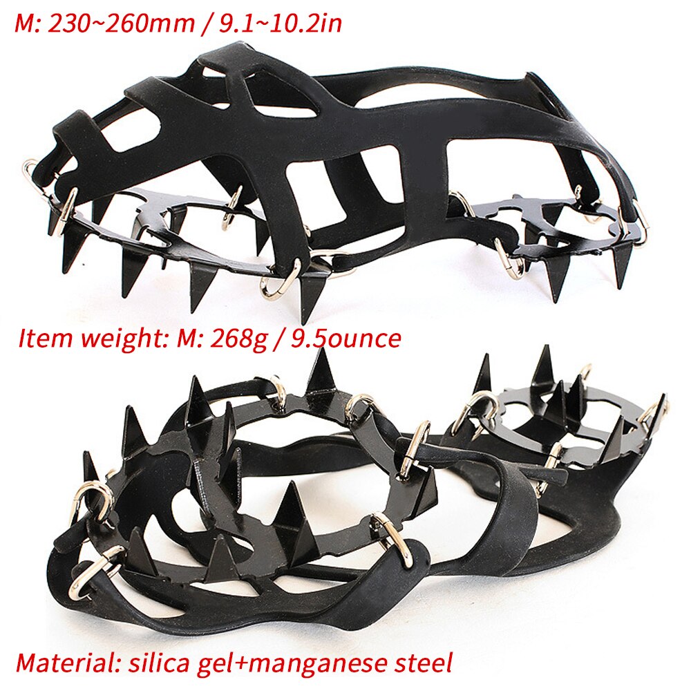12 Teeth Anti-Skid Crampons Manganese Steel Climbing Gear Snow Ice Climbing Shoe Grippers Crampon Traction Device Mountaineering: Black M