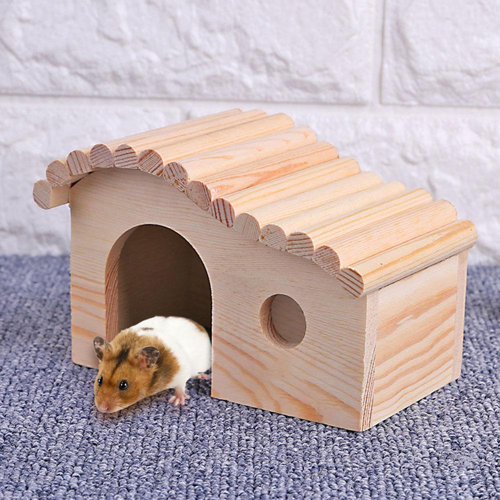 Wooden Hamster Nest Sleeping House Hut Toy Hedgehog Bed Dodge Assembly Chinchilla Mouse Hamster Nest Pad Small Animal Supplies