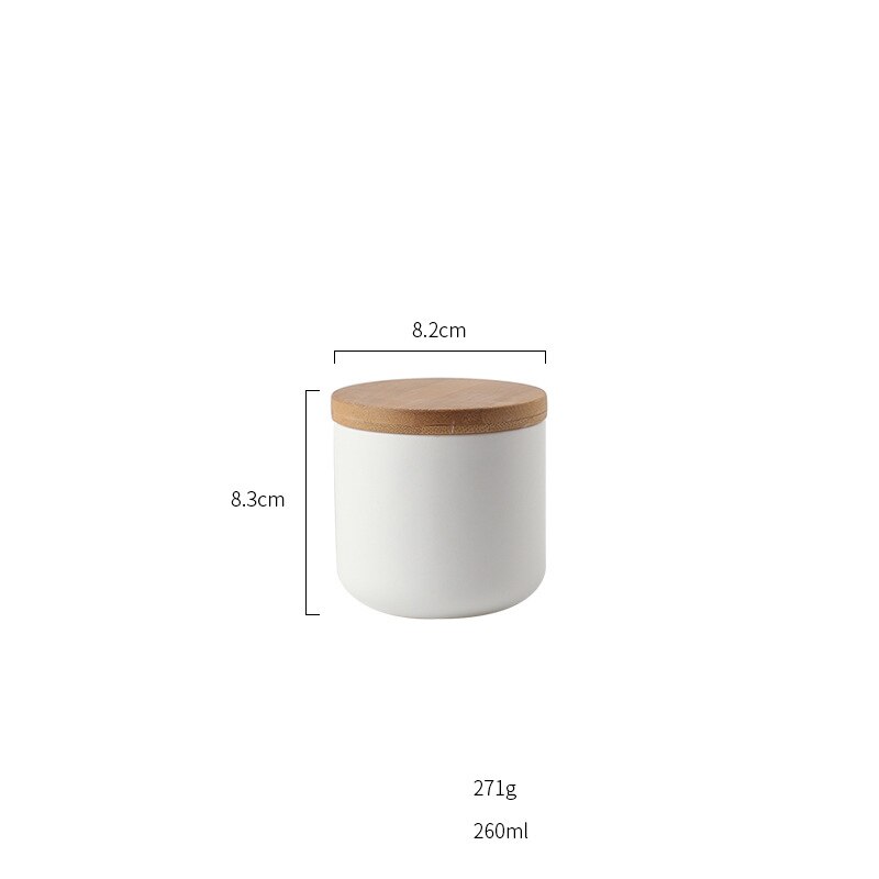 organizador de botellas de cocina o cafetería de estilo nórdico europeo con tapas de madera selladas y recipiente redondo para alimentos: 260ml - White