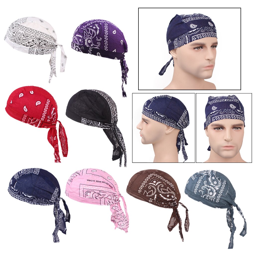 2 Stuks Unisex Bandana Hoed Katoen Durag Print Cap Vrouwen Mannen Ademende Chemo Tulband Mode Headwrap Hoofddeksels Pirate Head Sjaal