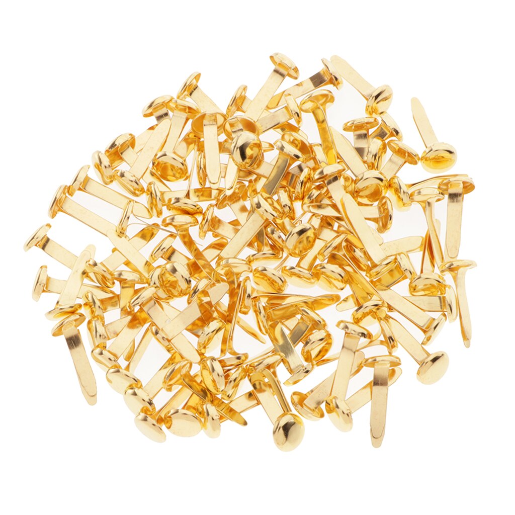 8x15mm surtido de colores brillantes Mini sujetadores de papel latón Pastel Metal Brads para Scrapbooking artesanías DIY papel: 100pcs golden round