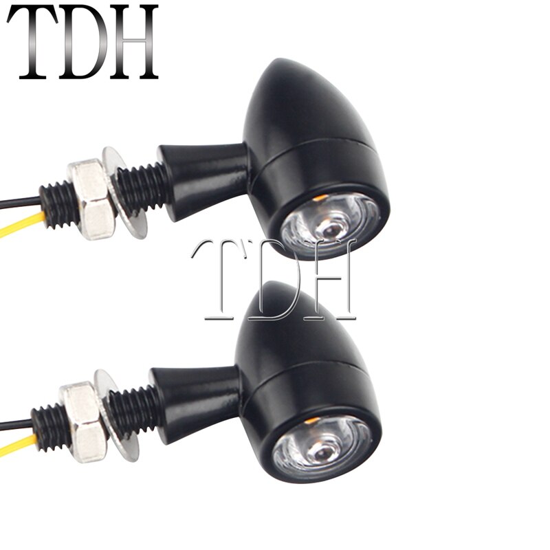 Motorbike Retro Classic Cafe Racer LED Turn Signal Light Blinker Lamp E24 Mini Bullet Indicator M8 Bolt for Harley Scrambler: 2PCS