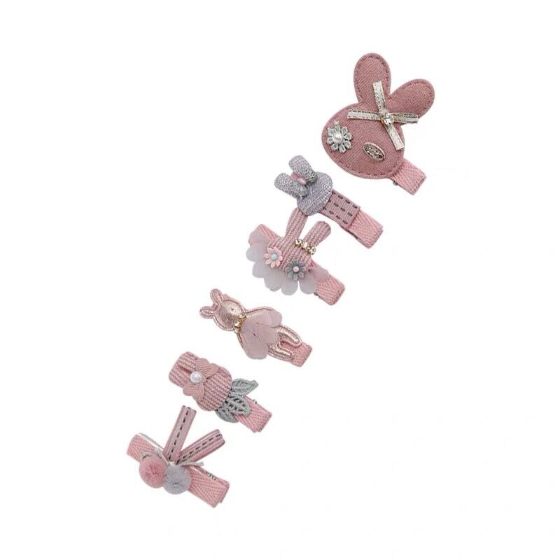 6 Stks/set Mooie Haaraccessoires Voor Kids Kinderen Roze Kant Bal Bloem Haarspelden Meisjes Prachtige Ster Dier Haar Clip Hoofddeksels