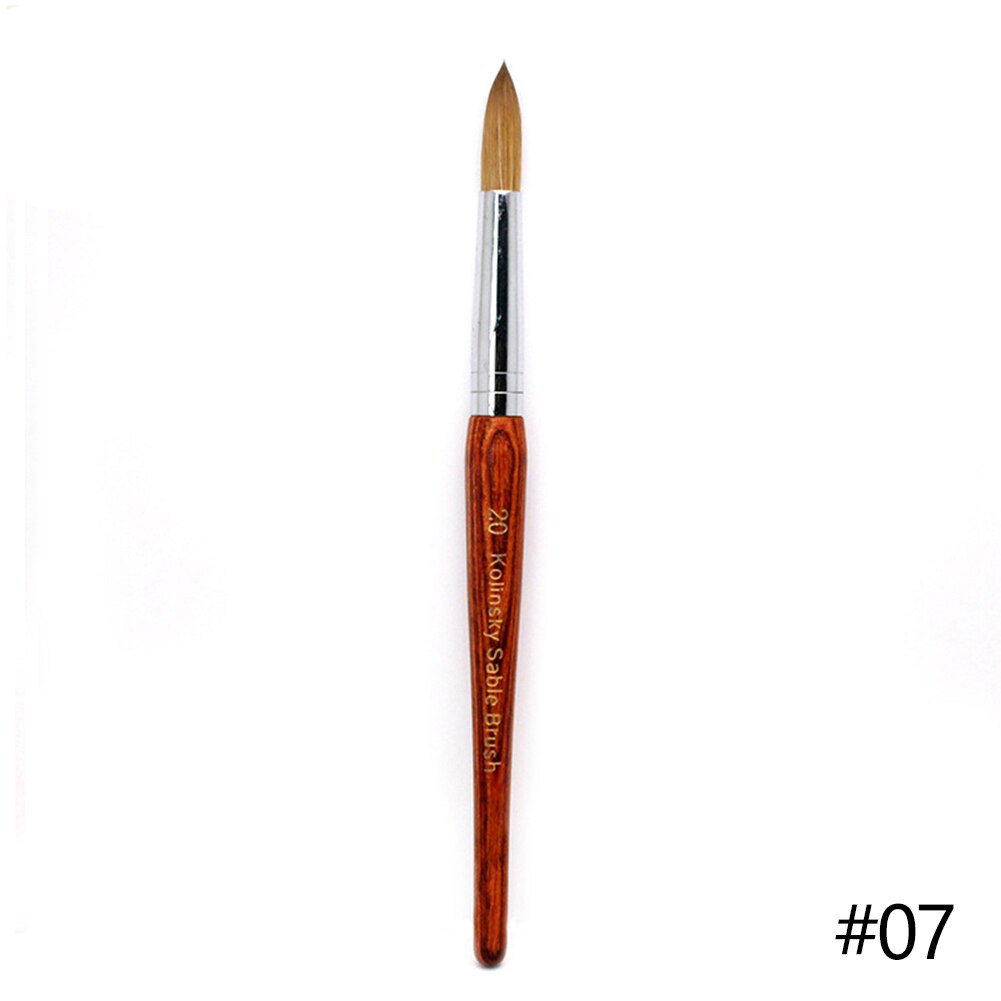 Pincel redondo plano Kolinsky para uñas, brocha de Gel para manicura, con mango de madera: Verde militar