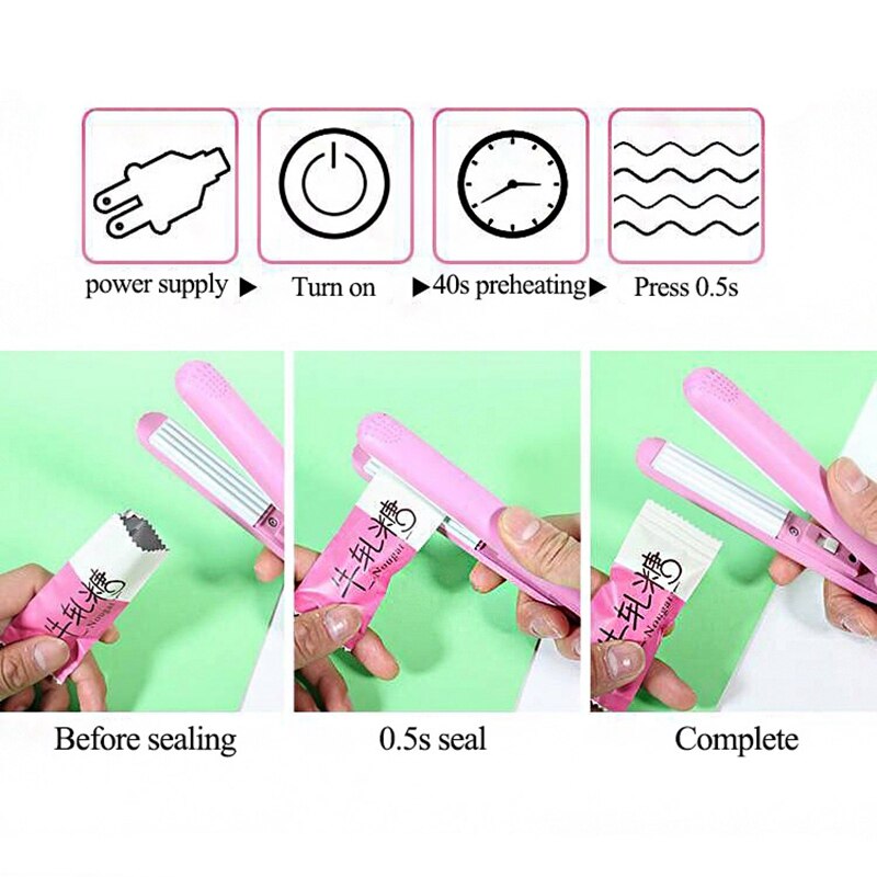 Sellador al vacío de alimentos , pinzas para bolsas portátiles, Mini máquina de sellado térmico, sellador de plástico por impulso