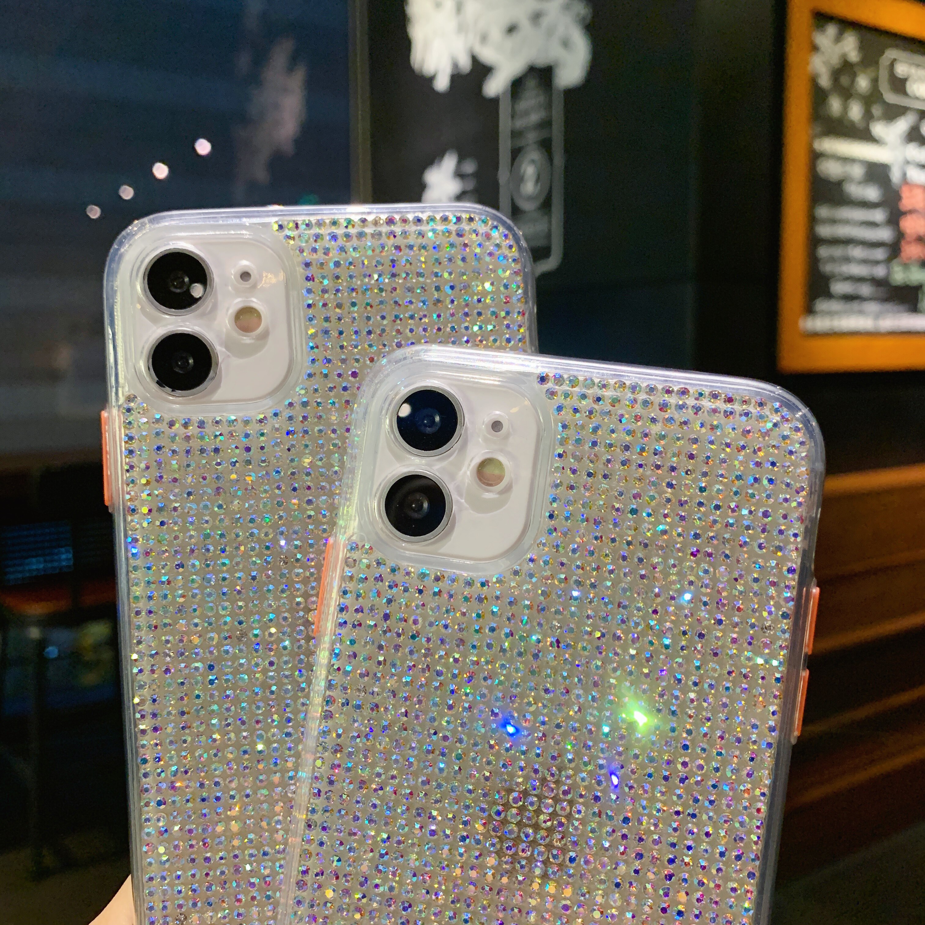 Funda de diamante brillante de lujo para iPhone, 11, XR, 7, 8 Plus, funda de silicona transparente con diamantes de imitación brillantes para iPhone 12 pro Max, XS, X, SE