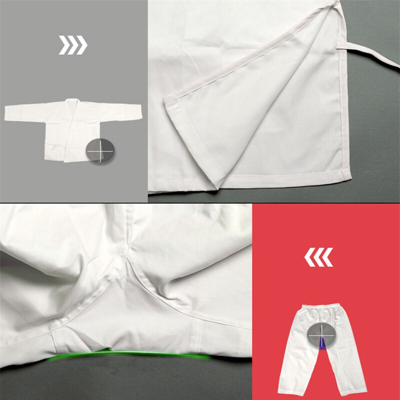 Uniforme de Karate para adultos, ropa de , color blanco, transpirable, Dobok, Kyokushinkai, Dogi, Kimono, cinturón de Taekwondo, traje de Karate para niños y hombres