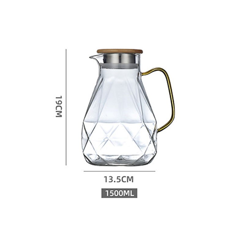 Jarra de agua fría y para Set de Tetera, jarra de café transparente con textura de diamante de 1,5 l, garrafa de agua para el hogar, tetera resistente al calor Se: 1500ml tea pot