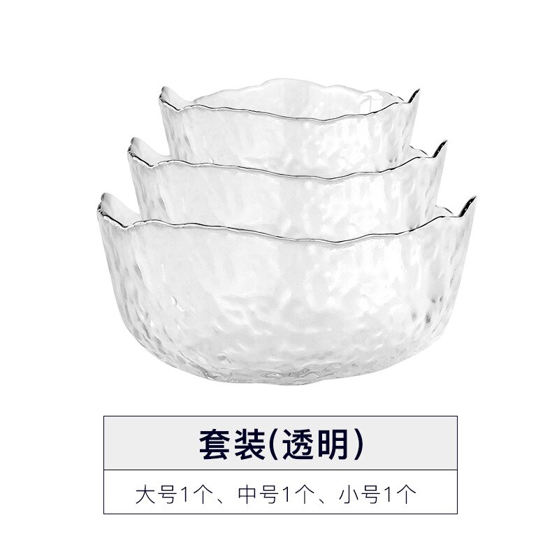 Bol à salade de style japonais Phnom Penh, ensemble d'assiettes à fruits transparents en verre, bol à dessert