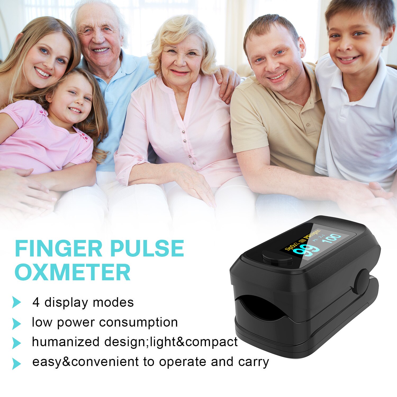 Fingertip Pulse Oximeter Digital LED Display Monitor Measurement for SpO2 Home DAG-ship