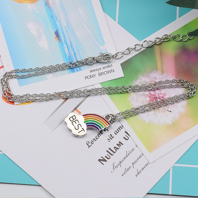 Beste Freunde Halskette EIN Paar Emaille Puzzle Regenbogen Wolke Anhänger Halskette Freundschaft Bff Schmuck Für Halskette Frauen