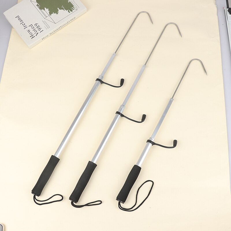 Gancho retráctil de acero inoxidable para pesca, anzuelo telescópico de aluminio, gancho de lanza, pinza, aparejo de pesca, 1 unidad