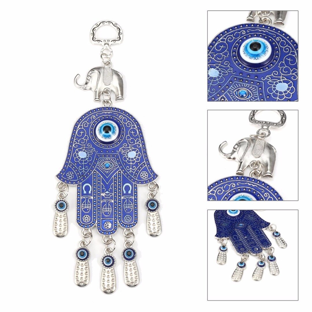 Turkish Blue Evil Eye Hamsa Hand Amulet Wall Protection Hanging Cars Home Decor