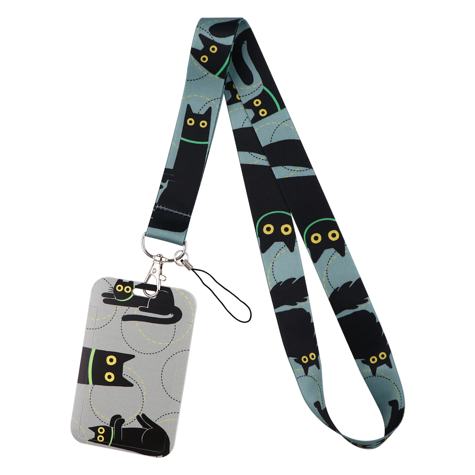 Cartoon Cat Lanyard Keychain Multifunction ID Card Badge Holder Camera USB Cell Phone Neck Strap Key Ring Accessories