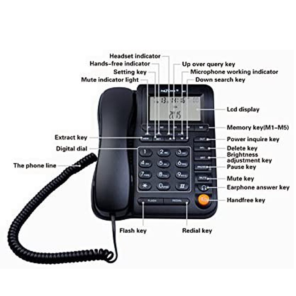 Kerlitar  p17b- j thuiskantoor vaste telefoon met hoofdtelefoonaansluiting callcenter desktop telefoon met nummerherkenning