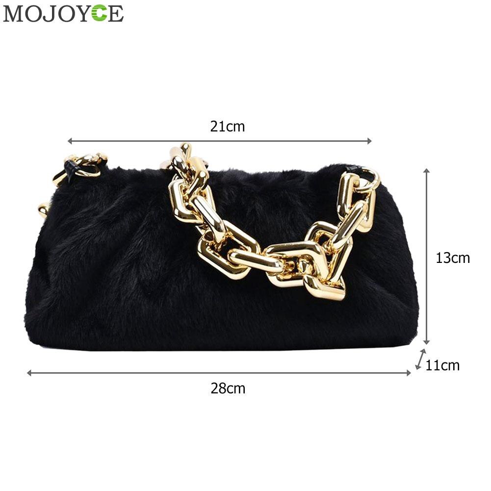 Vrouwen Cloud Handtas Totes Pluche Zachte Toevallige Dame Dikke Chain Purse Reizen Schouder Onderarm Top-Handvat Tassen