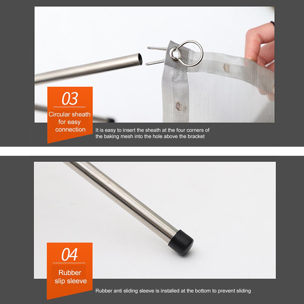 Stainless Steel Outdoor Camping Hiking Campfire Pit Practical Multi-functional Durable Fire Rack Foldable Mesh Fire Pit