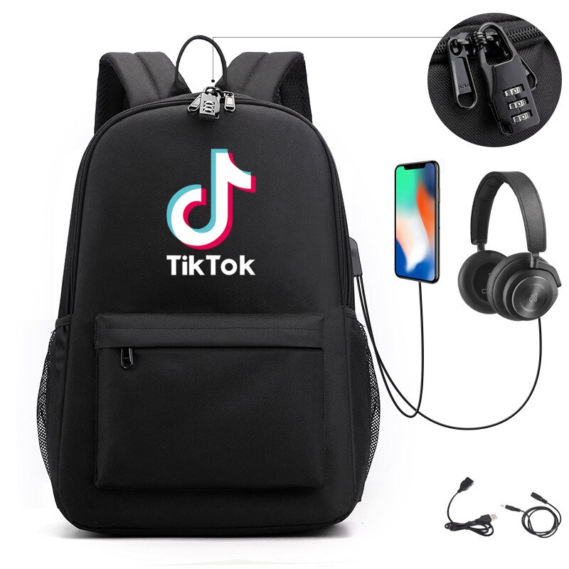 Zaino TikToK multifunzione USB Charge Travel Mochilas Canvas Student zaino antifurto per adolescenti ragazzi ragazze borse da scuola