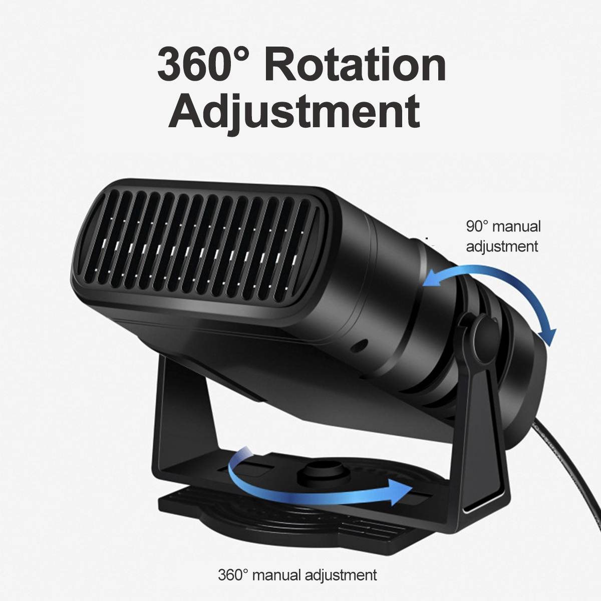 12V 24V 500W Car Heater Portable 360° Adjustmen 4 IN 1 Electric Heater Cooling Fan Air Purifier Windscreen Defogging Defrost