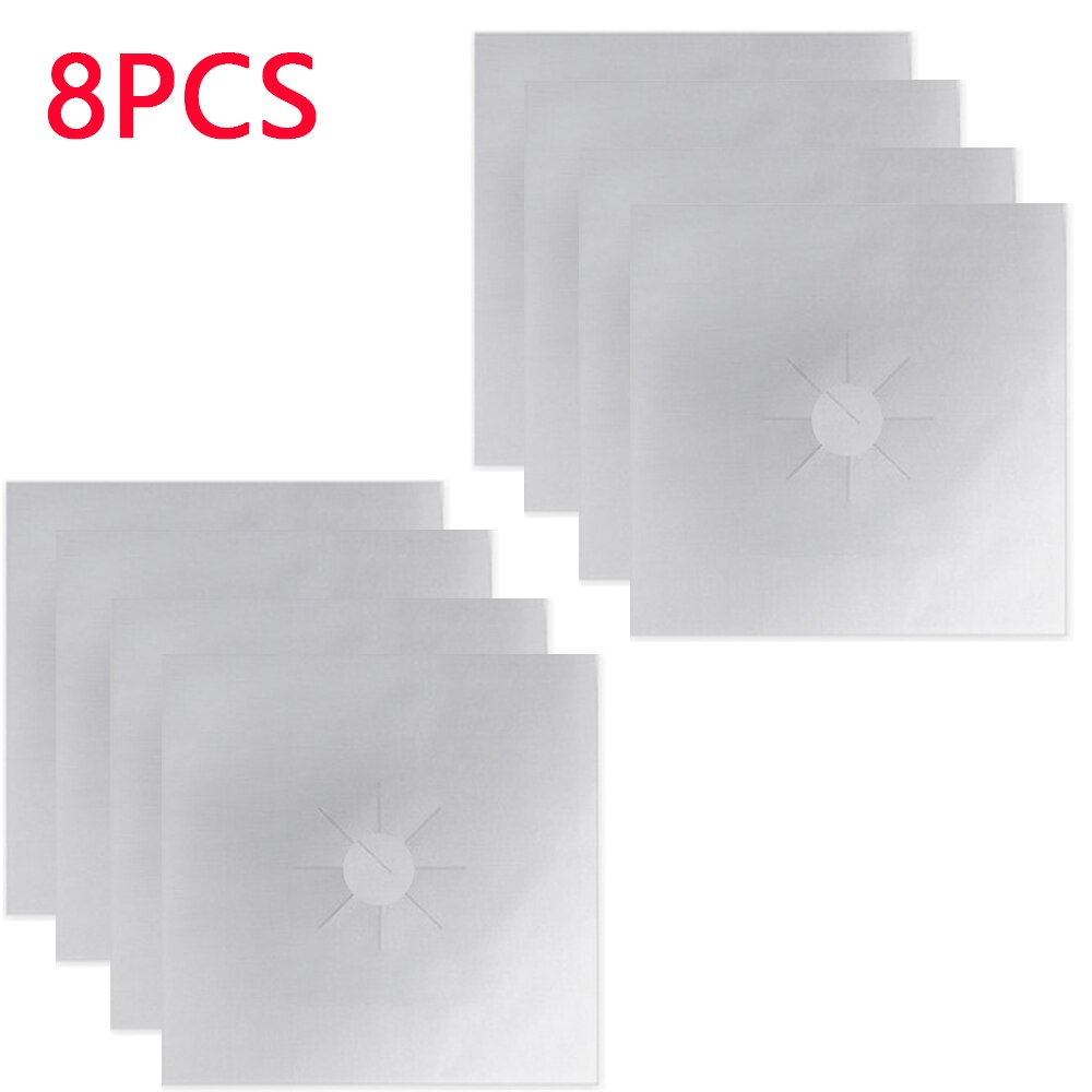 Stove Protector Cover Liner Gas Stove Stovetop Burner Protector Stove Clean Mat Pad Kitchen Accessories Mat Cooker Cover: 8pcs-silver