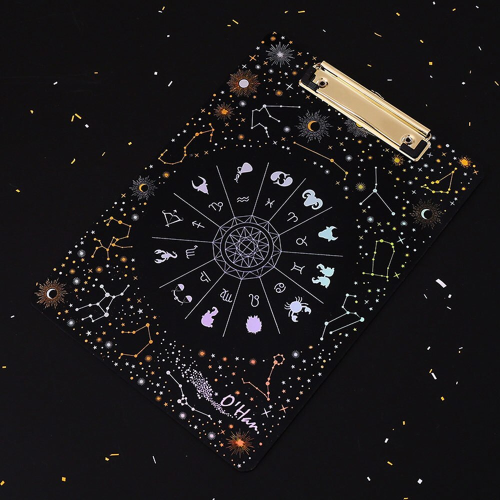 Writing Pads A4 Clipboard Backing Board Folder Document Holder Cardboard Office Supplies Student Drawing Portable Organizer: Starry Sky-Black