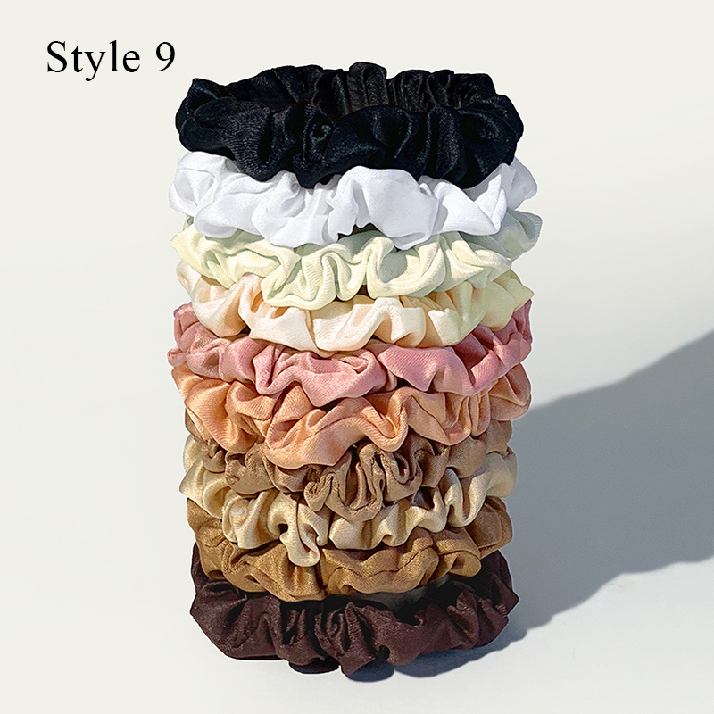 Gomas para el cabello de seda rosa para mujer y niña, banda elástica para el cabello de Color sólido, coleteros, accesorios para el cabello elegantes, 6/10/20 piezas: Blanco