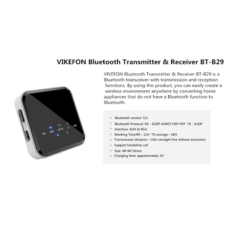 Aptx HD LL Bluetooth 5.0 Audio Receiver Transmitter CSR8675 RCA 3.5Mm Jack AUX Adapter With Mic