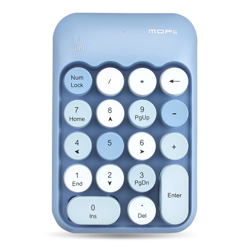 Wireless Keyboard Mouse Kit for Notebook with Free Mouse Pad 1600DPI Wireless Mouse Retro Punk Colorful 84 Round Keys Keyboard: blue Number Pad