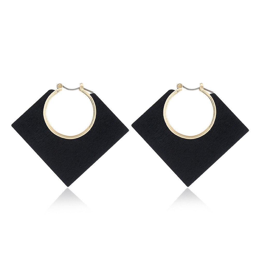 Pendientes colgantes de flor de Metal de Color negro Rock para mujer, aretes geométricos redondos con forma de corazón, hoja, mariposa, cristal, de joyas de