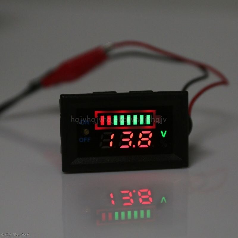 Indicador de nivel de carga de batería de plomo y ácido de coche, medidor de capacidad de batería de litio, voltímetro LED, pantalla Dual, 12V