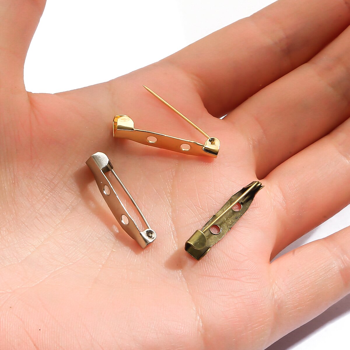 10pcs/lot 15 20 25 30 35 mm Brooch Clip Base Pins Safety Pins Brooch Settings Blank Base For DIY Jewelry Making Supplies