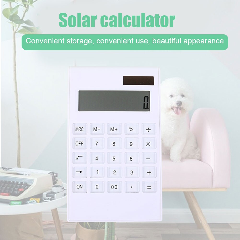 Portable Solar Powered Calculator Screen 12 Digit Large LCD Display for Office Daily Use QJY99