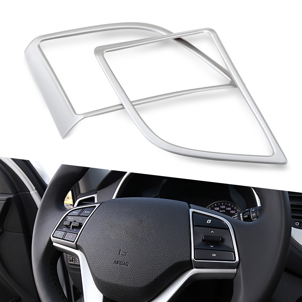 2 stks/set Auto Stuurwiel Pailletten Cover Interieur Decoratie Trim Voor Hyundai Tucson ABS Chrome Accessoires