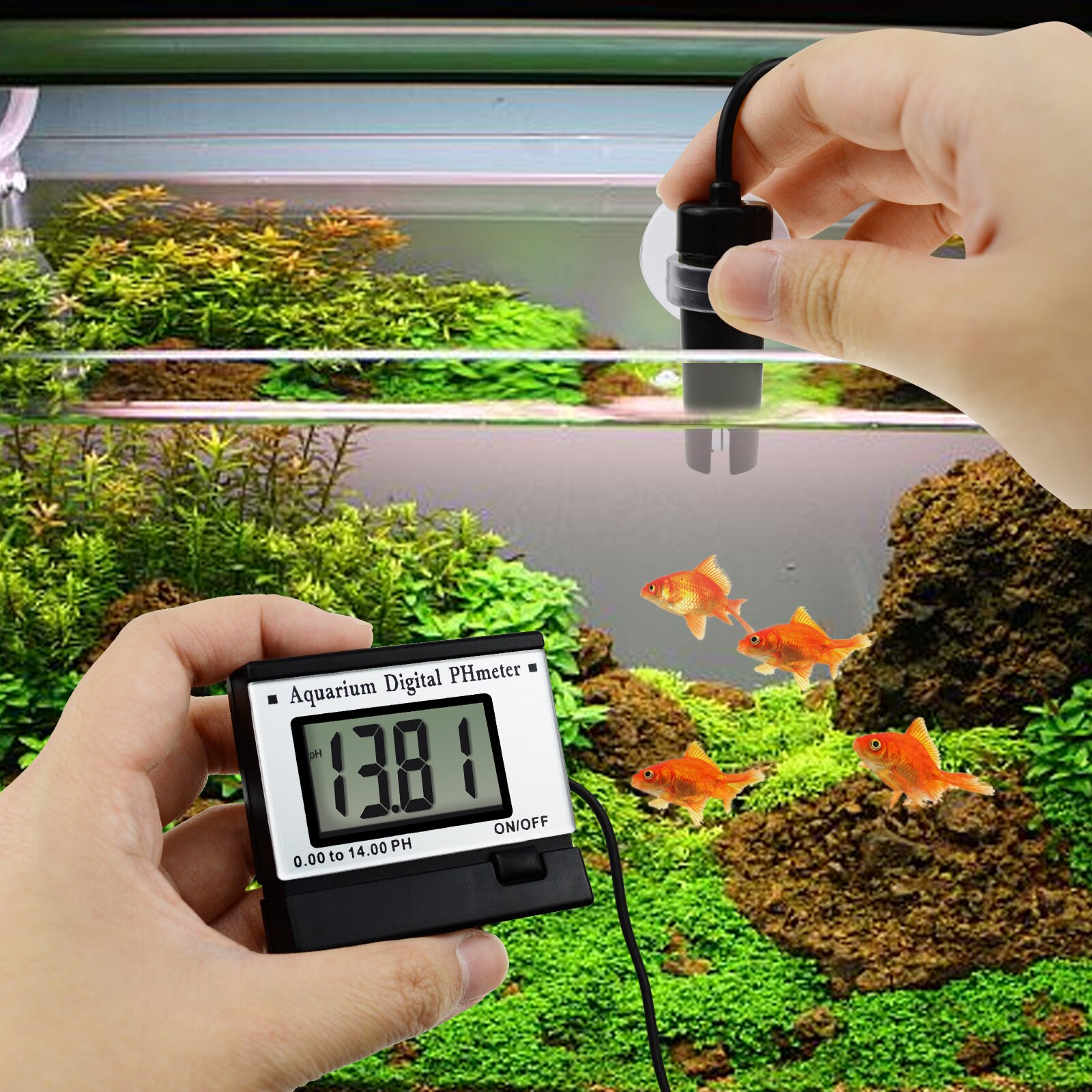 Digital pH Monitor Meter ATC 0.00~14.00pH w/ 1.5M Long Cable Electrode Probe Spa Tank Pool Laboratories Water Tester Kit