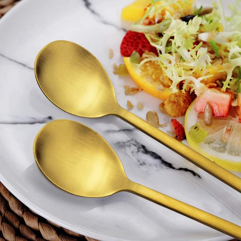 Eenvoudige Salade Lepel 8Pcs Rvs Lepel Serveren Diner Lepels Kleurrijke Unieke Lepels Voor Keuken