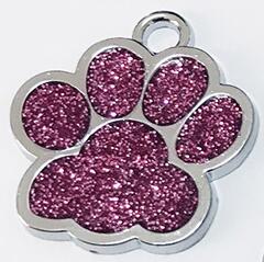 Hundbrickor graverad katt valp husdjurs-id namn krage tag hänge ben&tass glitter söta tillbehör för husdjur: Lila