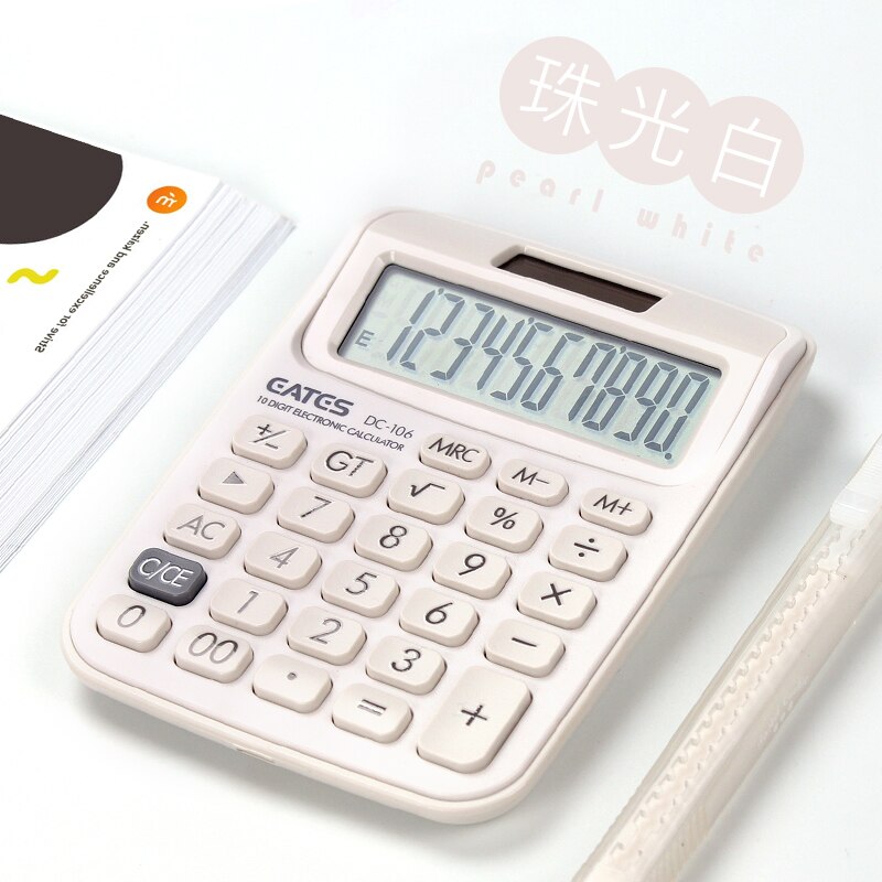 1Pcs Student Calculator Small Mini Computer Girl Cute Pink Student Computing Personality Portable Carrying: white
