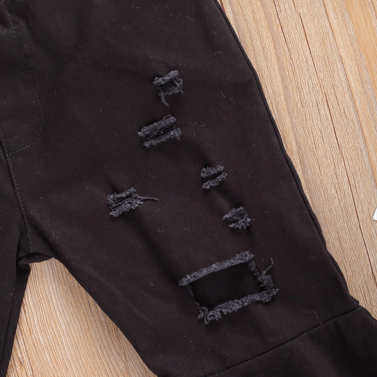 Peuter babymeisjes gescheurde broek elastische taille gerafelde ruwe zoom uitlopende lange broek effen broek baby peuter casual kleding