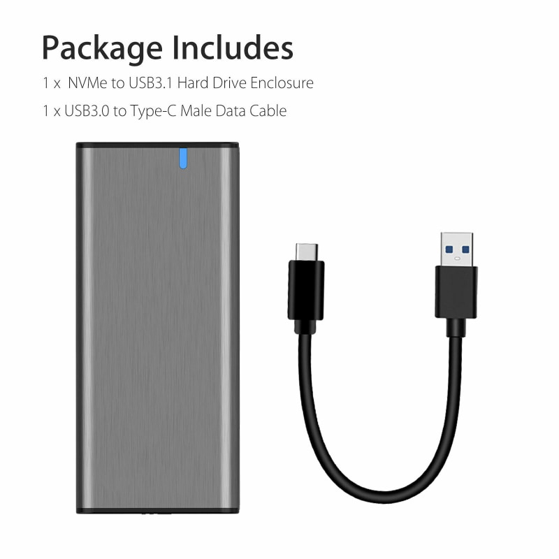 Boîtier M.2 vers USB Type C 3.1 pour SSD, adaptateur de clé, boîtier externe NVME PCIe