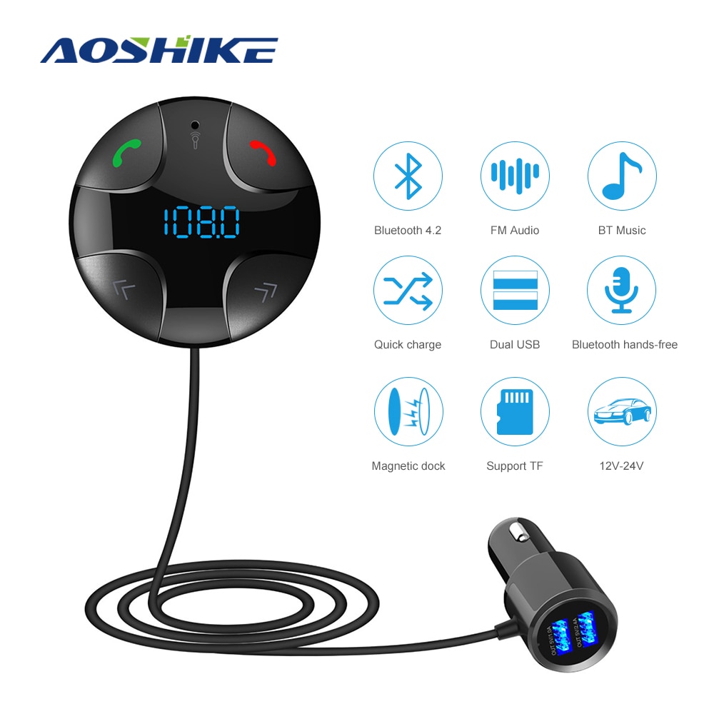 AOSHIKE Bluetooth V4.2 Auto MP3 Speler Ontvanger fm-zender Dual USB Charger U disk/TF Card lossless Muziek Sigaret